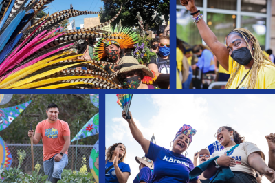 Collage of grantee photos with vibrant colors