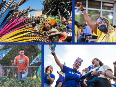 Collage of grantee photos with vibrant colors